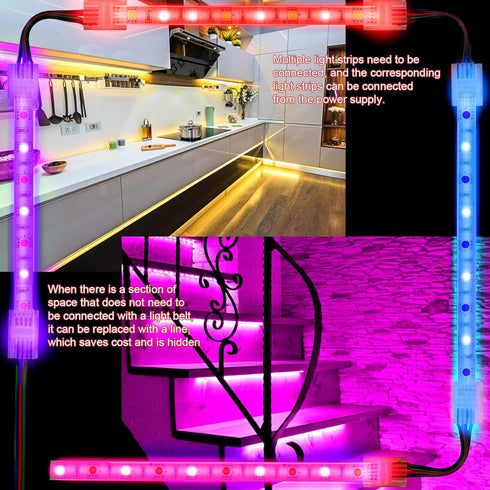 10 Pack 4 Pin LED Strip Light Connectors, 10 mm Solderless LED Strip Connector for Waterproof RGB Lights