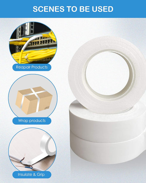 Wapodeai 3pcs Professional White Electrical Tape, 0.62 in X 50 ft, Flame Retardant High Temperature Resistance