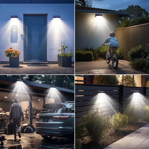368 3 Peasur LED Solar Lights Outdoor Motion Sensor, Fence Light with Lighting Modes, Solar Powered Security Lights