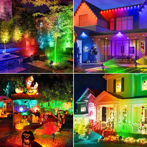 2-in-1 1 Pack) Solar Spotlights Outdoor Waterproof, RGB Landscape Spotlights, Christmas Decorative Solar Spot Lighting