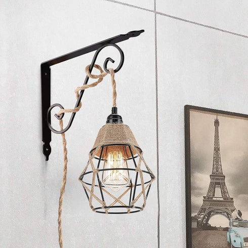 15ft 2 Pack FRIDEKO HOME Farmhouse Pendant Lights - Hanging Lights with Plug in Cord Hemp Rope Pendant Lights Rustic