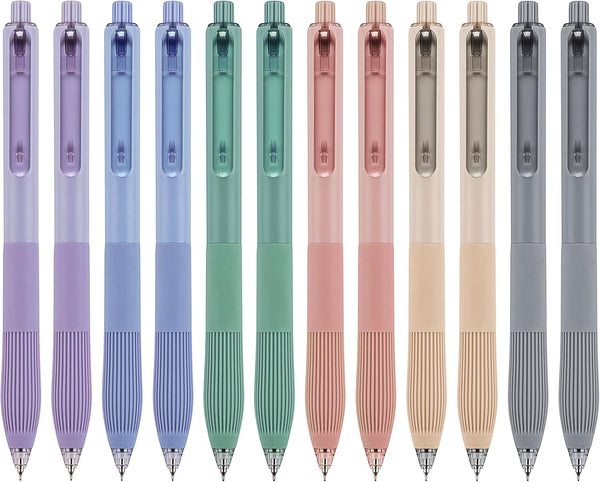 Linbsunne Gel Pens, 0.5mm Fine Point Black Ink Pens for Office, Smooth Writing Retractable Work Pen (12-count)