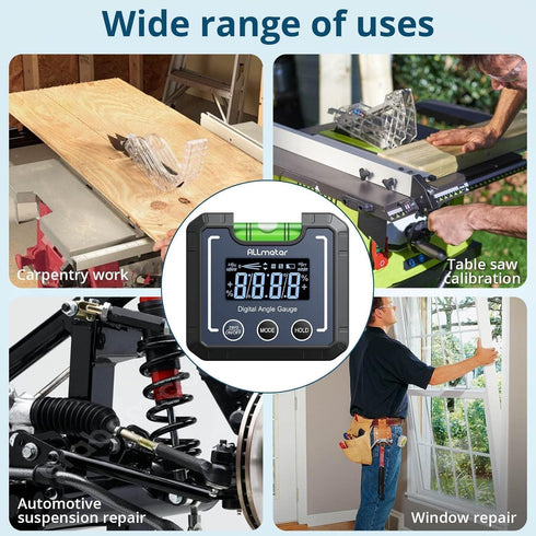 0-360 Digital Angle Finder Level, Magnetic Electronic Gauge Inclinometer Protractor Tool with Bubble Level and