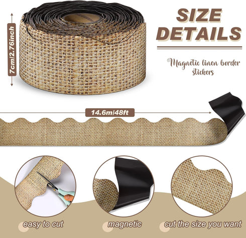 Tenceur 48 ft x 2.76 Inch Large Magnetic Border Rolls - Classroom Bulletin Board Borders