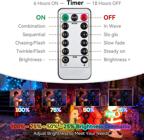 33Ft 100 8Modes Battery String Lights Outdoor LED Fairy Lights for Indoor Outdoor Waterproof with Remote Timer Battery