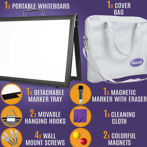 Small Dry Erase White Board, Magnetic Desktop Whiteboard 16x12 inch, Portable for Kids, Tabletop Mini Easel with Cover