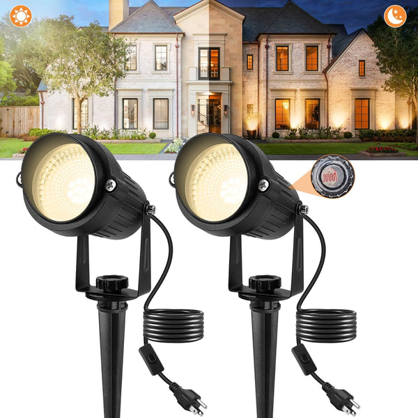 Dusk to Dawn Outdoor LED Spotlight,Outdoor Landscape Lighting with Photocell Sensor, 3000K