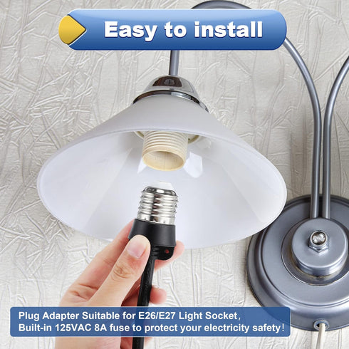 3 Outlet Light Socket Adapter - Convert E26/E27 Bulb Socket to 3 Prong Outlet with On/Off Switch for Indoor Outdoor Use