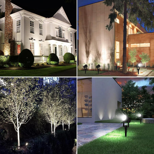 6000K IP65 2-in-1 9.8ft T-SUNUS Christmas Solar Spot Lights Outdoor White Waterproof Landscape Spotlights, Cable