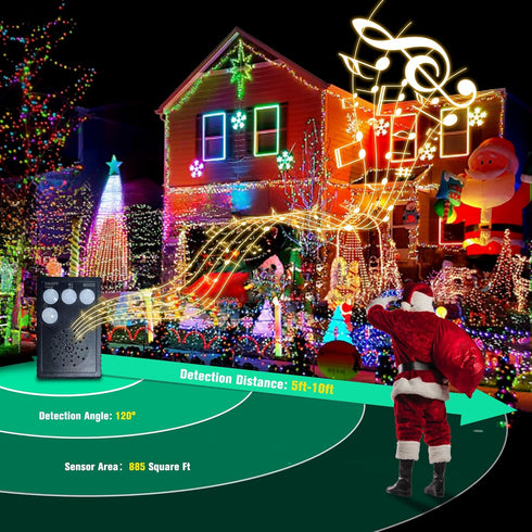 82FT 200 Toodour LED Christmas Lights Outdoor, Indoor String Lights with Music, Motion Sensor Multicolor Tree Light