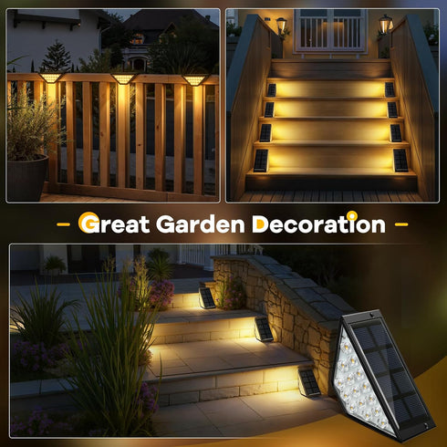 BKBB PPBB (6, Solar Step Lights for Outside, Solar Stair Lights Outdoor Waterproof, Deck Step Lights for Fence, Patio
