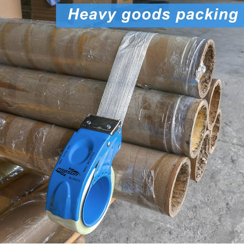 BOMEI PACK Strapping Tape 2 Inch with Dispenser, Heavy Duty Fiberglass Reinforced Packing Tape for Moving and Shipping