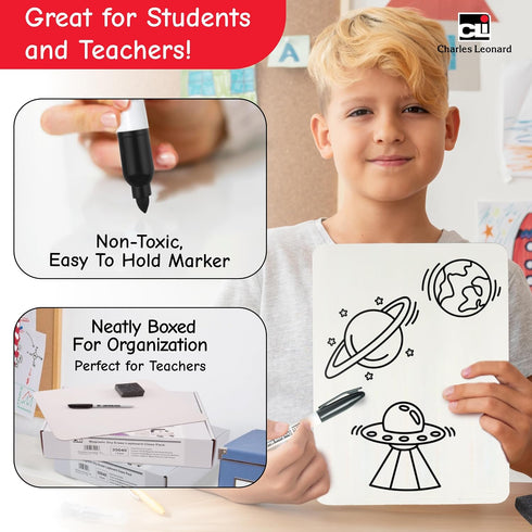 Pack, 12 2 Inch (35036), 12 Sets Charles Leonard Dry Erase Lapboard Class Includes each of Whiteboards, Felt Erasers