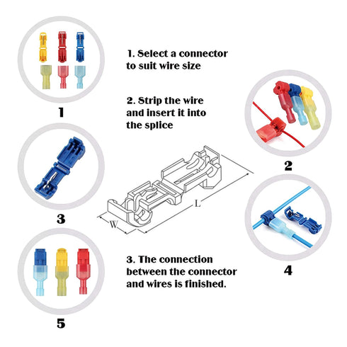 480PCS T-Tap Wire Connectors Assortment Kit, Insulated Male Quick Disconnect Spade Terminals, Self-Stripping Quick