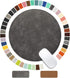 Round PU Leather Mouse Pad with Stitched Edge, Micro-Fiber Base, Non-Slip Waterproof, 9 x 9 Inch (Gray)