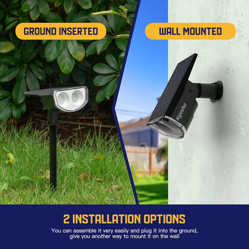 9 38 2 Pack Kyosho Solar Color Spot Lights Outdoor, Lighting Modes Halloween Christmas Lights, LEDs Color Changing