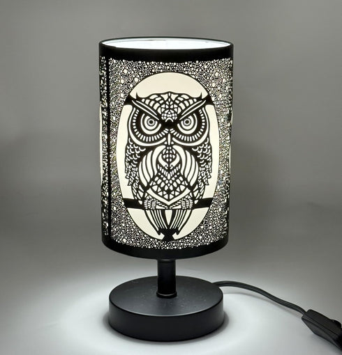 Black Metal Owl Pattern Table Lamp Bedside Lamp Decorative Nightstand Lamp for Bedroom Living Room,Dining Room,Kitchen