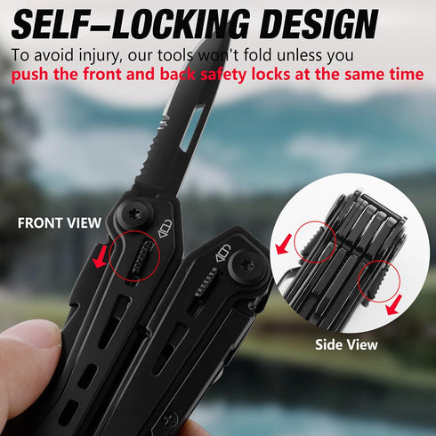 FLISSA 16-in-1 Stainless Steel Multi Tool, EDC Multitool with Pocket Knife, Pliers, Belt Clip, Oxford Sheath for Camping