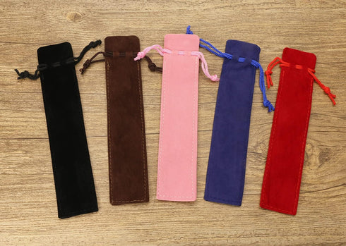 Tupalizy 10PCS Velvet Drawstring Pen Pouch Bag, 6.9x1.4 Inch Single Suede Sleeve for Protecting Storing