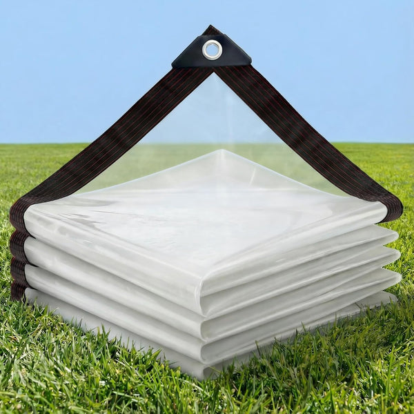 QIVNLUMU Clear Tarp 10x12FT Heavy Duty Waterproof Plastic Tarps with Grommets Clear Vinyl