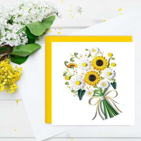 Sunflower Greeting Card for Mom, Happy Birthday and Mother Day Quilling Cards, 3D Handmade Art, Design Greeting Card
