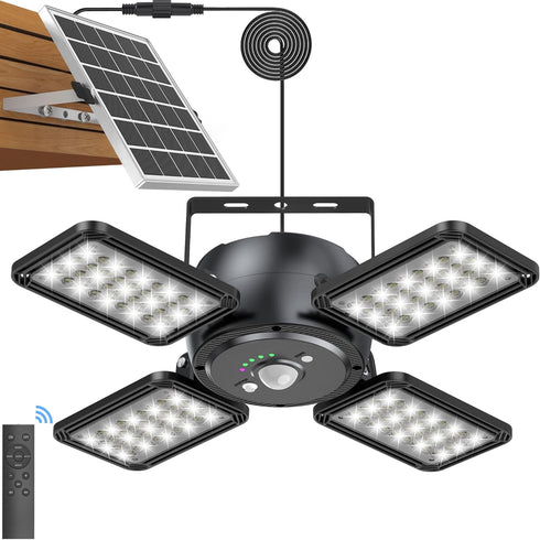 Latband Solar Pendant Light Outdoor Indoor Solar Powered Motion Sensor Shed Light,144LED 1200LM
