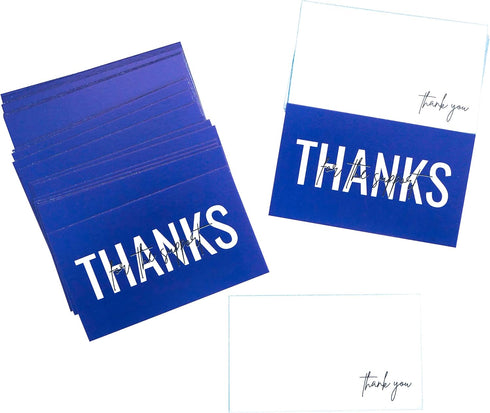 RXBC2011 100 Little Thank You Cards, Handwritten Lettering Design Bulk Notes for All Occasion, 3.5 x 2 Inch (BLUE)