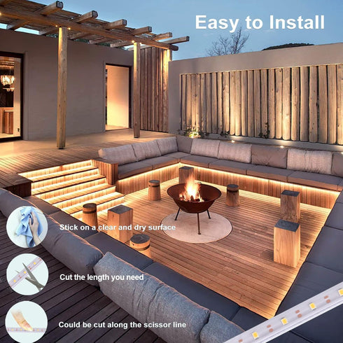 16.4Ft 320 8 Solar Powered Strip Lights Outdoor Waterproof, LED Strip Lights with Remote, Timer, Modes, Cuttable, Strip
