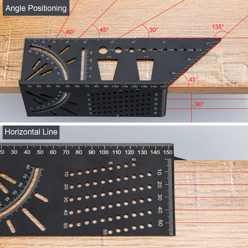 Woodworking Carpenter Square Rule, Baowox 3D Aluminum Alloy Angle Measuring Tool for Engineers and Carpenters