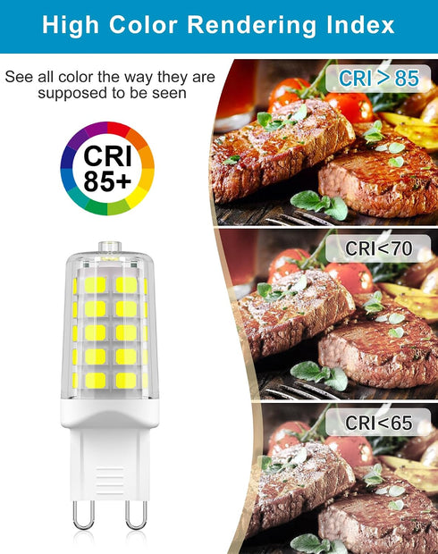 G9 Bulbs, 40 T4 Bulb, 6000K 450 G9 Non-Dimmable, 4W Bulb 360 5 Pack LED Watt Equivalent Chandelier Light Daylight White