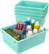 Storex Letter Size Deep Storage Tray – Teal Organizer Bin with Non-Snap Lid, 5-Pack (62549U05C) for Classroom, Office,
