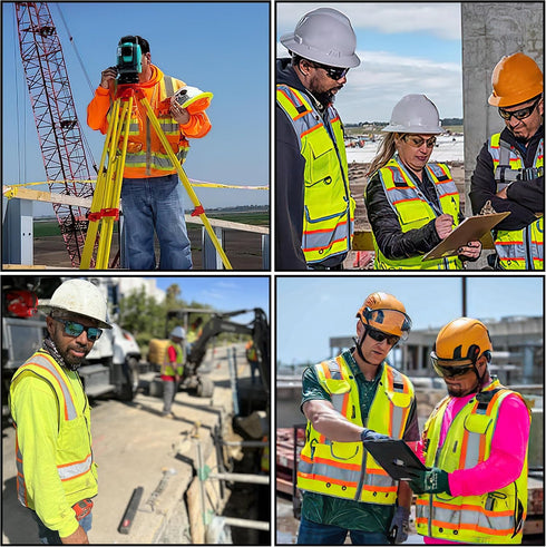 2 AYKRM Heavy Woven cotton High Vis Reflective work construction safety vest for men Class with ipad Cargo Pockets