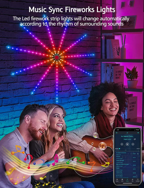Daymeet Smart Firework LED Lights, ICRGB Dream Color LED Lights for Bedroom, LED Strip Lights with Remote App Control