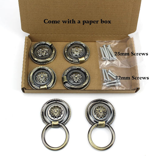 1.77 Inch Cabinet(6 Pack) YankMooM Antique Drawer Pulls Bronze Dresser Pull Rings Round Drawer Handles Vintage Cabinet