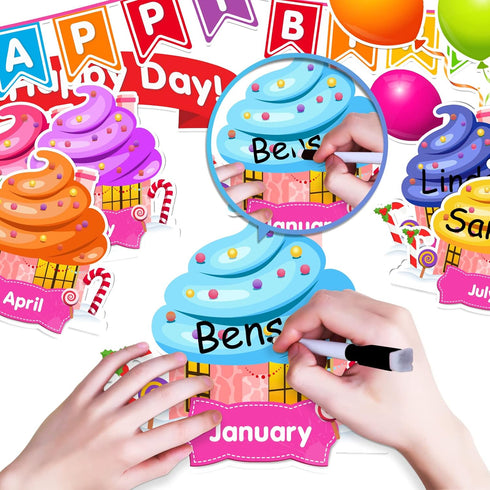 EAMAY Happy Birthday Bulletin Board Sets, Colorful Cutouts for Preschool & Kindergarten Classroom