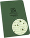 Rite in the Rain Weatherproof Soft Cover Notebook, Green Cover, 4.625" x 7.25", Universal Pattern (No. 974)