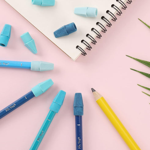 Mr. Pen Pencil Erasers Toppers - 120 Pack Blue Shades for Pencils and Eraser Caps