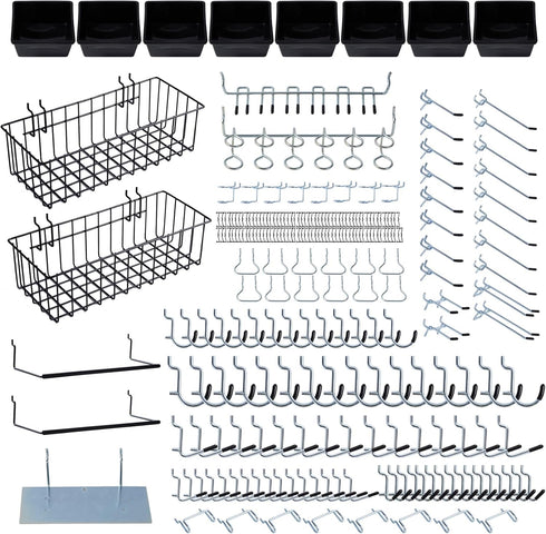 246PCS Pegboard Accessories Organizer Kit with Hooks, Bins, and Paper Towel Holder for Garage Storage