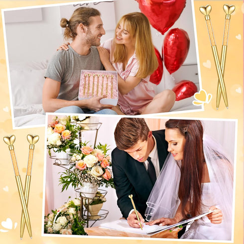 Jetec 50 Pcs Heart Shaped Ballpoint Pens Bulk, Valentine's Day Gifts, Wedding Glitter Retractable Metal Pens, Black