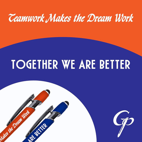 Team Building Employee Appreciation Pen Sets, Soft Touch Coated Metal and Stylus, 6 Pack 36094