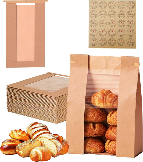 100Pcs Sourdough Bread Bags with Window 13.78.23.7in Bread Bags for Homemade Bread,