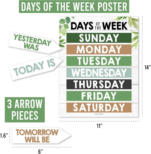 Hadley Designs Farmhouse Classroom Calendar Set, Bulletin Board Sets for Teachers, School Calendar Decor