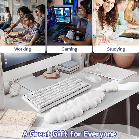 Set Setup/Computer Sushret Cloud Wrist Rest Keyboard, Cloud Keyboard Wrist Pad with PU Leather Memory Foam, Cute Arm