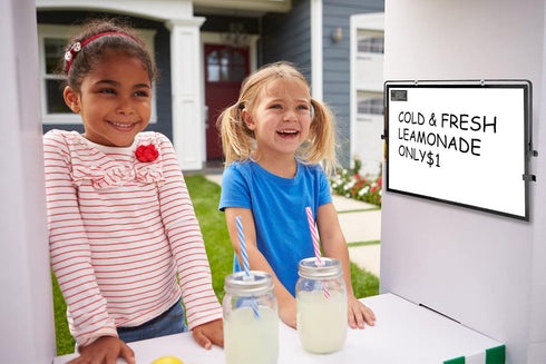 Desktop Dry Erase Board - 16in x 12in Double Sided Black Frame Magnetic Whiteboard with Stand, 6 Markers, 1 Eraser