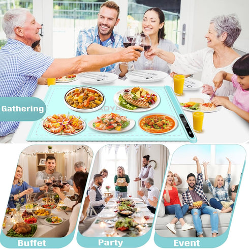 7-Level Warming Mat for Food Warmer Heating: Electric Silicone Hot Trays & Warm Buffer Plate Temperature