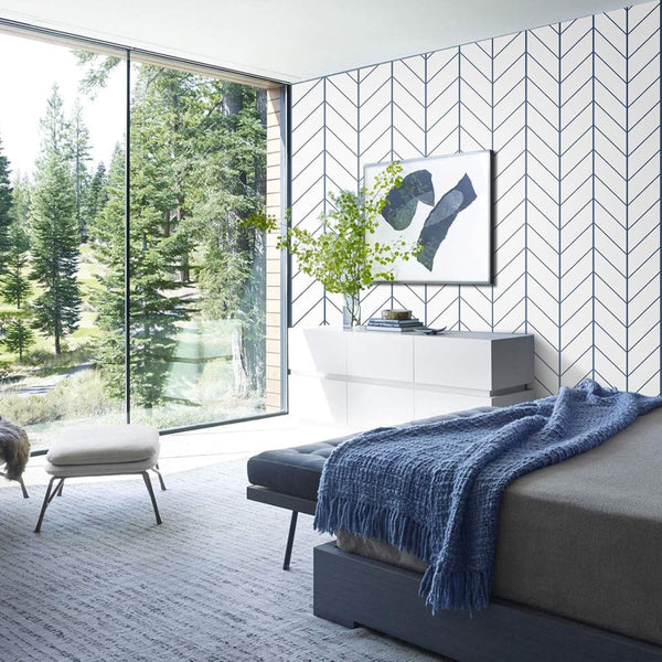 LXCREAT Removable Wallpaper Blue/White Stripes, Peel and Stick Vinyl for Home Renovation 17.71 in X 118 in