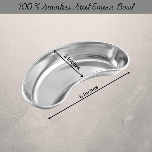 BOSKY 6" inch 12 oz 3-Pack Stainless Steel Small Kidney Tray Basin Emesis Bowl Surgical Utility Reusable Dish