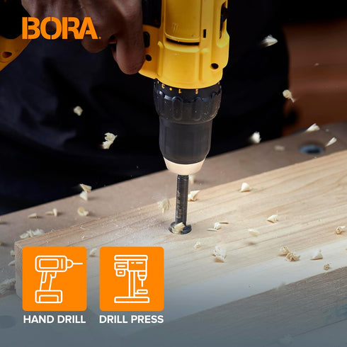 BORA BFB-009720 3/4" Dia Tempest Forstner Bit, 3-1/2" OAL, Round 3/8" Shank for Wood Drilling Projects