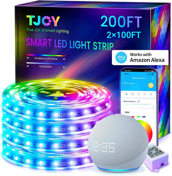 TJOY 200ft Smart Led Strip Lights for Bedroom, Compatible with Alexa and