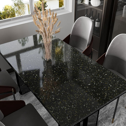 Black Gold Granite Contact Paper, Peel and Stick Waterproof Marble Wallpaper for Kitchen Countertops